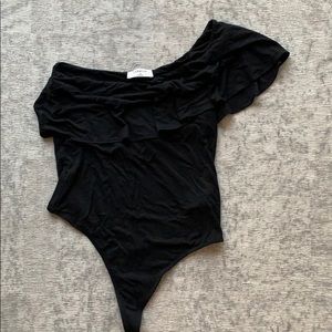 One shoulder frill bodysuit